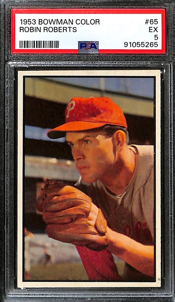 Lot of (2) 1953 Bowman Color Richie Ashburn/Robin Roberts & 1954 Bowman Robin Roberts - All PSA Graded