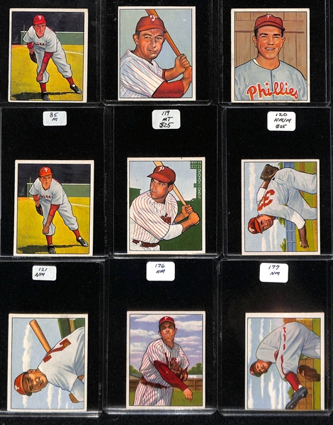 Lot of (20) 1950 Bowman Phillies Cards including Robin Roberts, Curt Simmons, Del Ennis, and more