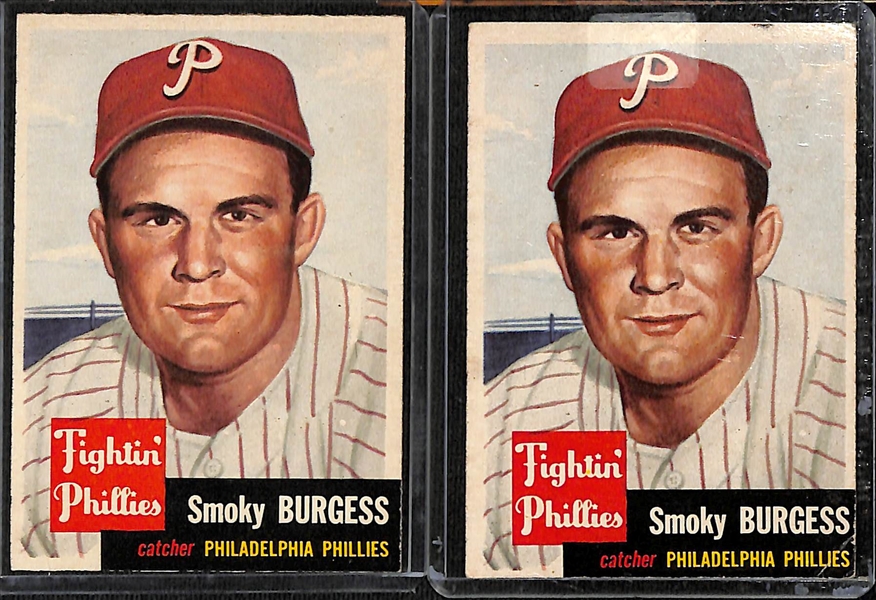 Lot of (19) 1953 Topps Phillies Cards including (2) Smoky Burgess, (3) Granville Hamner, (2) Connie Ryan, (2) Howie Fox, and more