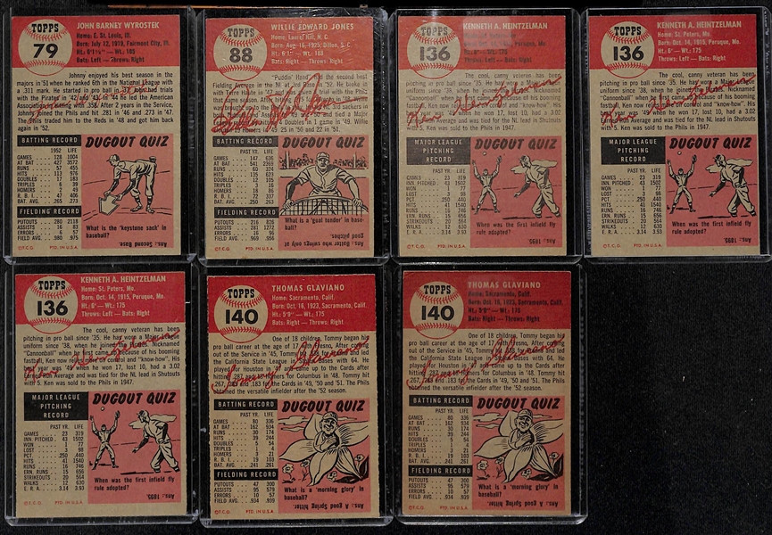 Lot of (19) 1953 Topps Phillies Cards including (2) Smoky Burgess, (3) Granville Hamner, (2) Connie Ryan, (2) Howie Fox, and more