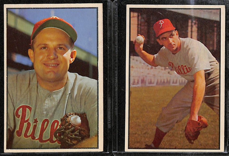 Lot of (19) 1953 Bowman Phillies Cards including Forrest Burgess, Granny Hamner, Curt Simmons, Connie Ryan, and more