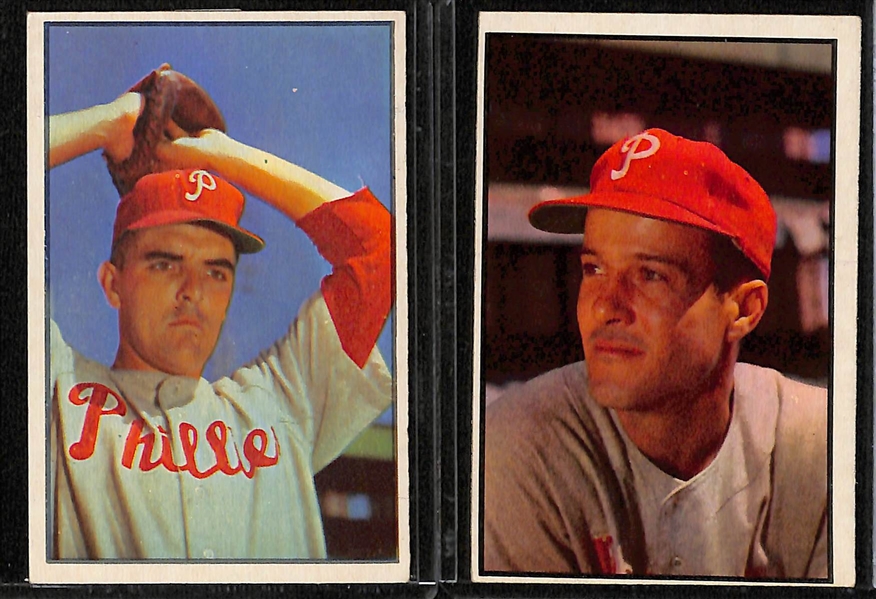 Lot of (19) 1953 Bowman Phillies Cards including Forrest Burgess, Granny Hamner, Curt Simmons, Connie Ryan, and more