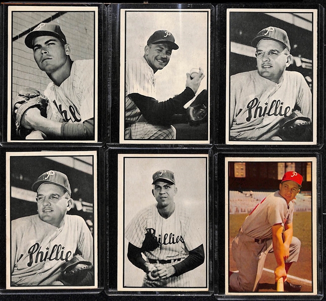 Lot of (19) 1953 Bowman Phillies Cards including Forrest Burgess, Granny Hamner, Curt Simmons, Connie Ryan, and more