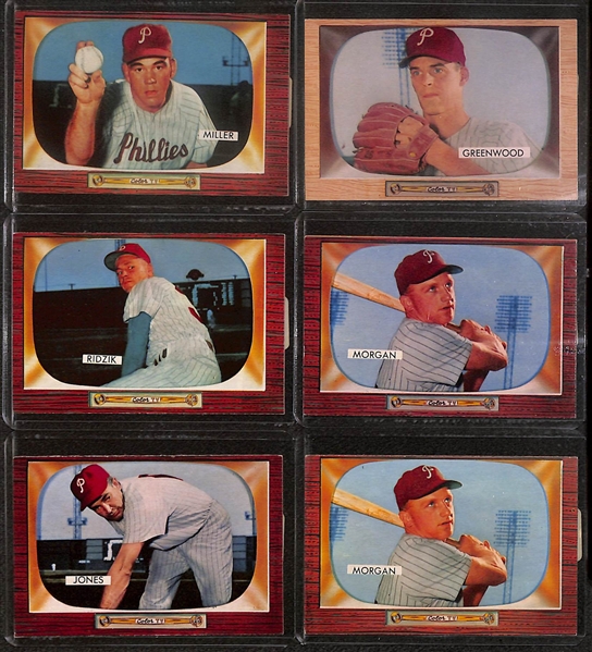 Lot of (29) 1955 Bowman Phillies Cards including (3) Del Ennis, (2) Curt Simmons, Gran Hamner, (2) Forrest Burgess, and more