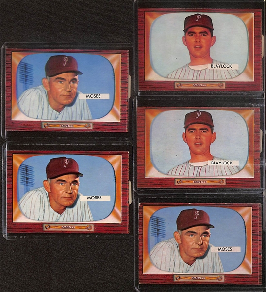 Lot of (29) 1955 Bowman Phillies Cards including (3) Del Ennis, (2) Curt Simmons, Gran Hamner, (2) Forrest Burgess, and more