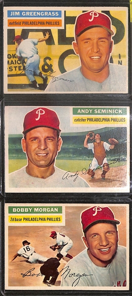 Lot of (27) 1956 Topps Phillies Cards inc. Robin Roberts, Richie Ashburn, Curt Simmons, Del Ennis, +