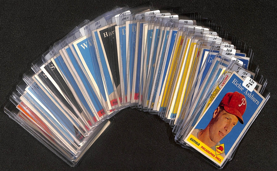 Lot of (36) 1958 Topps Phillies Cards inc. Richie Ashburn, Team Card, (2) Robin Roberts, (2) Granny Hamner, +