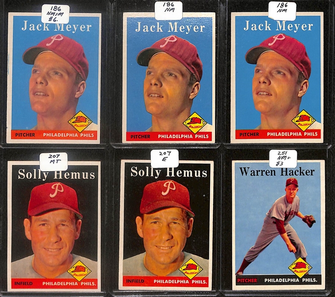 Lot of (36) 1958 Topps Phillies Cards inc. Richie Ashburn, Team Card, (2) Robin Roberts, (2) Granny Hamner, +