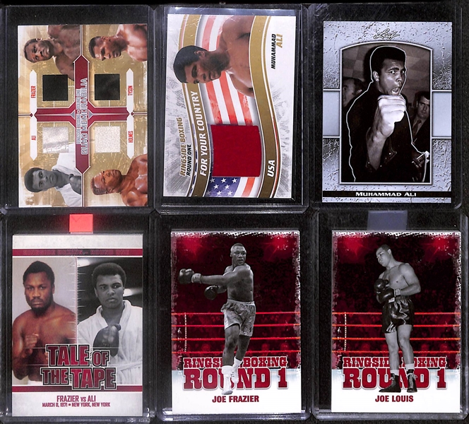 Lot of (15) 2010 Boxing Cards inc Ali/Frazier/Holmes/Tyson Quad Relic, Mahammad Ali Relic Leaf Muhammad Ali, +