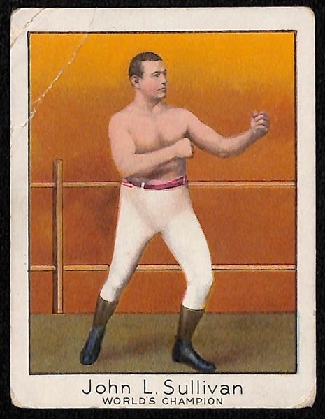 Lot of (4) Vintage 1910-1930 Boxing Cards inc. 1938 FC Cartledge Tommy Farr Famous Prize Fighters (PSA 8), 1910 T220 Mecca Cigarettes John L Sullivan, + 