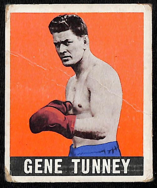 Lot of (9) Vintage Boxing Cards inc. 1948 Leaf Gene Tunney, 1948 Topps Magic Photo Max Baer, +