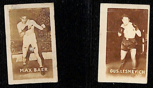 Lot of (9) Vintage Boxing Cards inc. 1948 Leaf Gene Tunney, 1948 Topps Magic Photo Max Baer, +