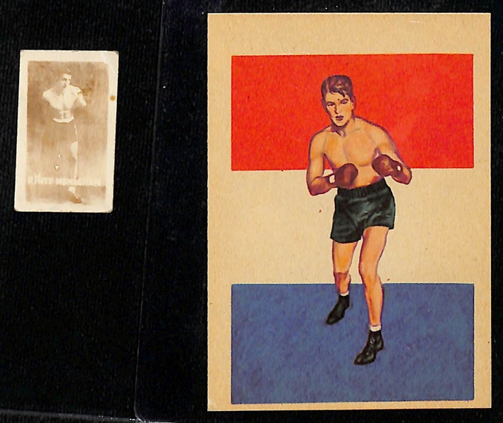 Lot of (9) Vintage Boxing Cards inc. 1948 Leaf Gene Tunney, 1948 Topps Magic Photo Max Baer, +