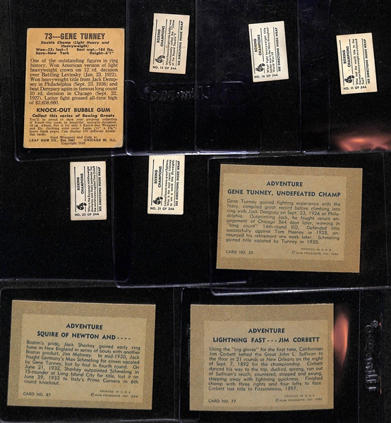 Lot of (9) Vintage Boxing Cards inc. 1948 Leaf Gene Tunney, 1948 Topps Magic Photo Max Baer, +