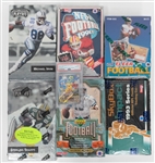 Lot of (5) Sealed 1990s Football Boxes + 2022 Pokemon Pikachu Pre Order Promo (PSA 10)- 1992 Upper Deck Series 2, 1995 Playoff Retail, 1993 SkyBox Impact, 1991 Upper Deck, 1998 Fleer, (18) Loose...