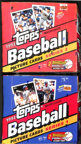 Lot of (2) 1993 Topps Baseball Sealed Cello Boxes- Series 1 + Series 2 (Possible Jeter Rookies)