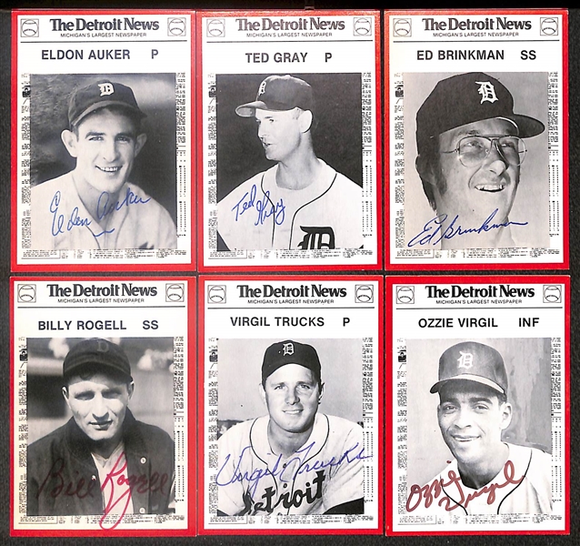 Lot of (18) Signed 1981 TCMA The Detroit News inc. Hank Greenberg, Charlie Gehringer, Ernie Harwell, Jo Jo White, Hal Newhouser, + (Beckett BAS Reviewed)