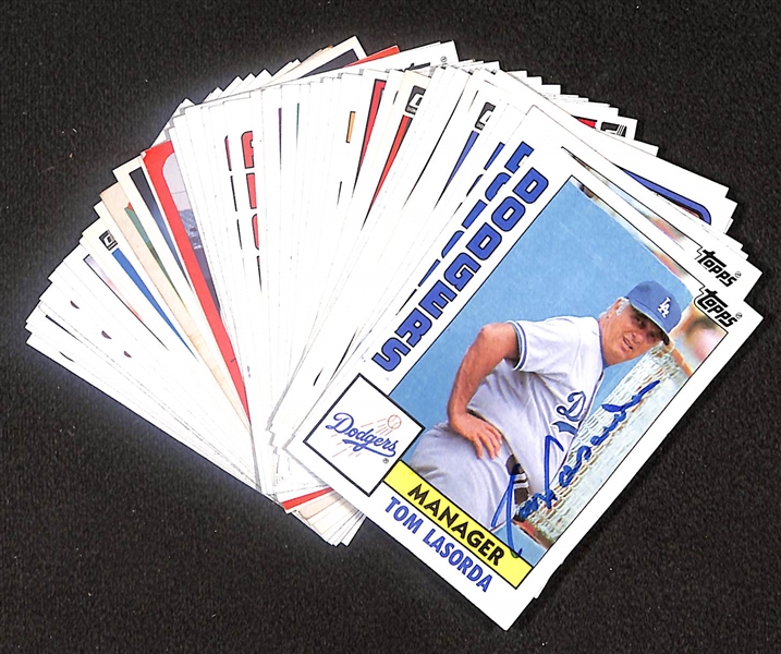 Lot of (45) Signed 1980s Donruss/Topps Manager Cards inc. (3) Tom Lasorda, (3) Sparky Anderson, (3) Earl Weaver, (6) Whitey Herzog, + (Beckett BAS Reviewed)