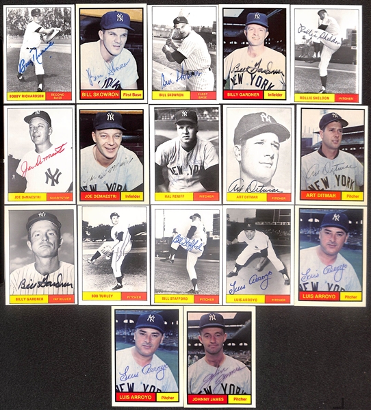 Lot of (17) Signed 1961 Ronaldo Galasso 1961 Yankees Cards inc. Bobby Richardson, (2) Bill Skowron, Billy Gardner, Rollie Sheldon, + (Beckett BAS Reviewed)