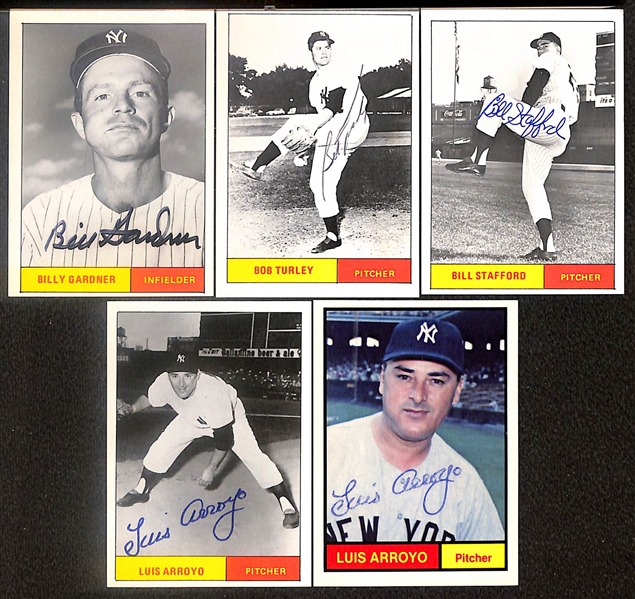 Lot of (17) Signed 1961 Ronaldo Galasso 1961 Yankees Cards inc. Bobby Richardson, (2) Bill Skowron, Billy Gardner, Rollie Sheldon, + (Beckett BAS Reviewed)