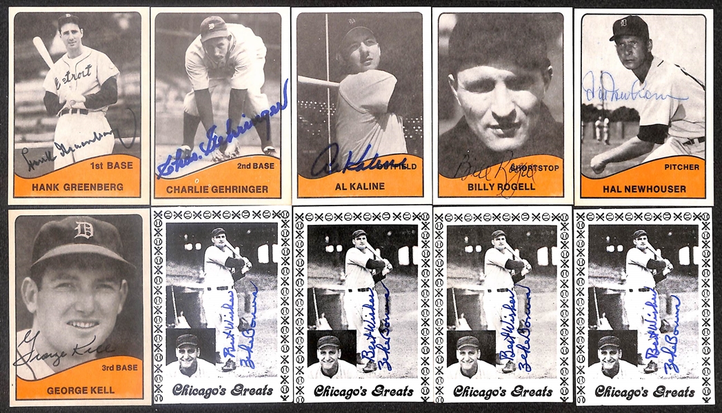 Lot of (10) Signed 1979 TCMA All Time Tigers- Hank Greenberg, Charlie Gehringer, Al Kaline, Billy Rogell, Hal Newhouser, George Kell + (4) Henry Bonura Chicagos Greats (Beckett BAS Reviewed)