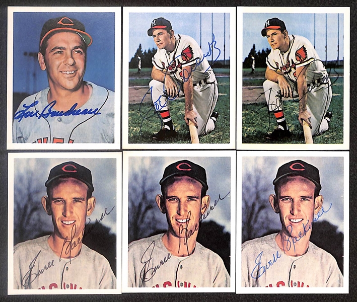 Lot of (14) Signed 1982 GS Gallery Cards inc. Pee Wee Reese, (2) Dom DiMaggio, Ralph Kiner, (2) Harry Walker, (3) Louis Boudreau, + (Beckett BAS Reviewed)