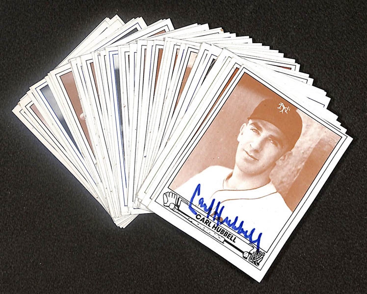 Lot of (39) Signed TCMA 1943 Playball Cards inc. Carl Hubbell, Ted Lyons, Walt Lanfranconi, Eddie Mayo, Bob Muncrief, Spud Chandler, + (Beckett BAS Reviewed)