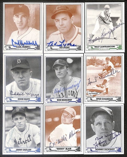 Lot of (39) Signed TCMA 1943 Playball Cards inc. Carl Hubbell, Ted Lyons, Walt Lanfranconi, Eddie Mayo, Bob Muncrief, Spud Chandler, + (Beckett BAS Reviewed)