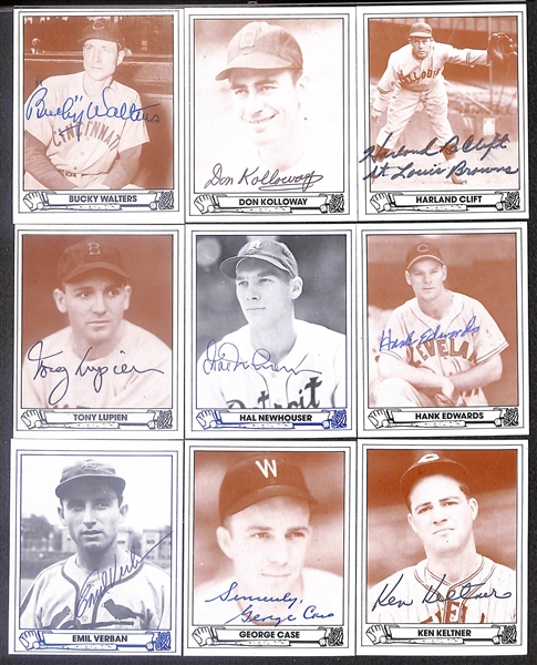 Lot of (39) Signed TCMA 1943 Playball Cards inc. Carl Hubbell, Ted Lyons, Walt Lanfranconi, Eddie Mayo, Bob Muncrief, Spud Chandler, + (Beckett BAS Reviewed)