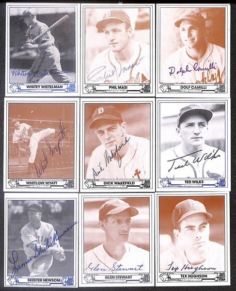 Lot of (39) Signed TCMA 1943 Playball Cards inc. Carl Hubbell, Ted Lyons, Walt Lanfranconi, Eddie Mayo, Bob Muncrief, Spud Chandler, + (Beckett BAS Reviewed)