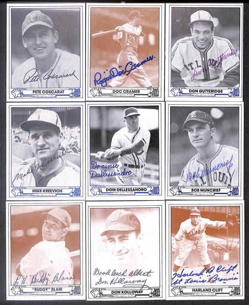 Lot of (39) Signed TCMA 1943 Playball Cards inc. Carl Hubbell, Ted Lyons, Walt Lanfranconi, Eddie Mayo, Bob Muncrief, Spud Chandler, + (Beckett BAS Reviewed)