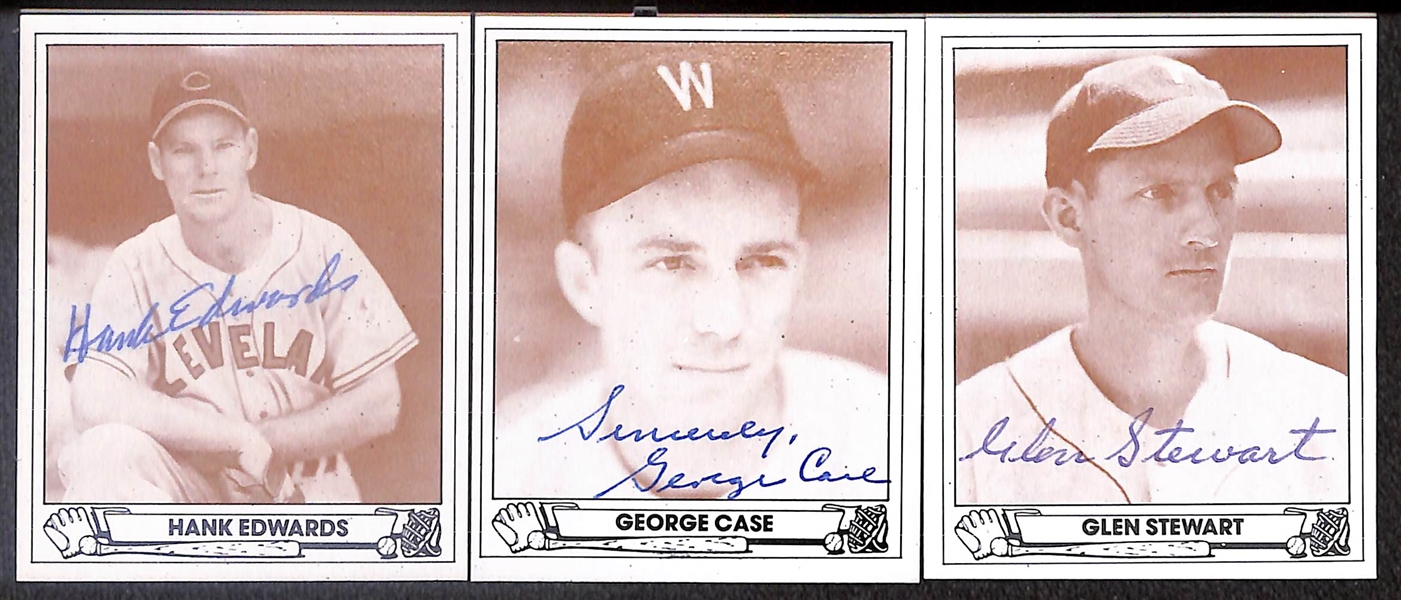 Lot of (39) Signed TCMA 1943 Playball Cards inc. Carl Hubbell, Ted Lyons, Walt Lanfranconi, Eddie Mayo, Bob Muncrief, Spud Chandler, + (Beckett BAS Reviewed)