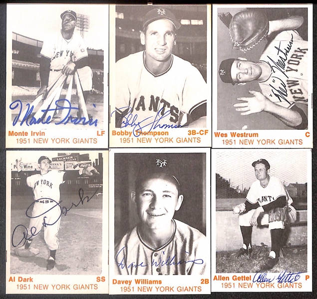 Lot of (21) Signed 1975 TCMA 1951 Giants Cards inc. Monte Irvin, Bobby Thompson, Wes Westrum, Al Dark, Davey Williams, + (Beckett BAS Reviewed)