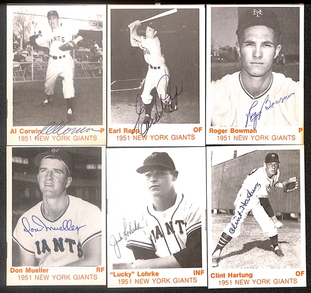 Lot of (21) Signed 1975 TCMA 1951 Giants Cards inc. Monte Irvin, Bobby Thompson, Wes Westrum, Al Dark, Davey Williams, + (Beckett BAS Reviewed)