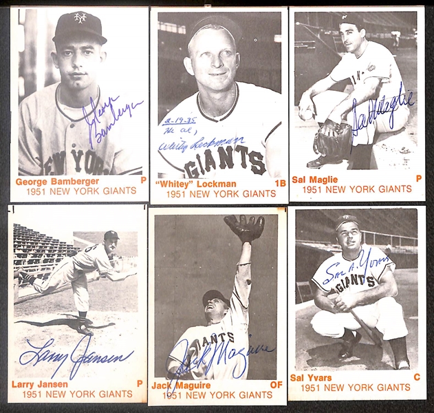 Lot of (21) Signed 1975 TCMA 1951 Giants Cards inc. Monte Irvin, Bobby Thompson, Wes Westrum, Al Dark, Davey Williams, + (Beckett BAS Reviewed)