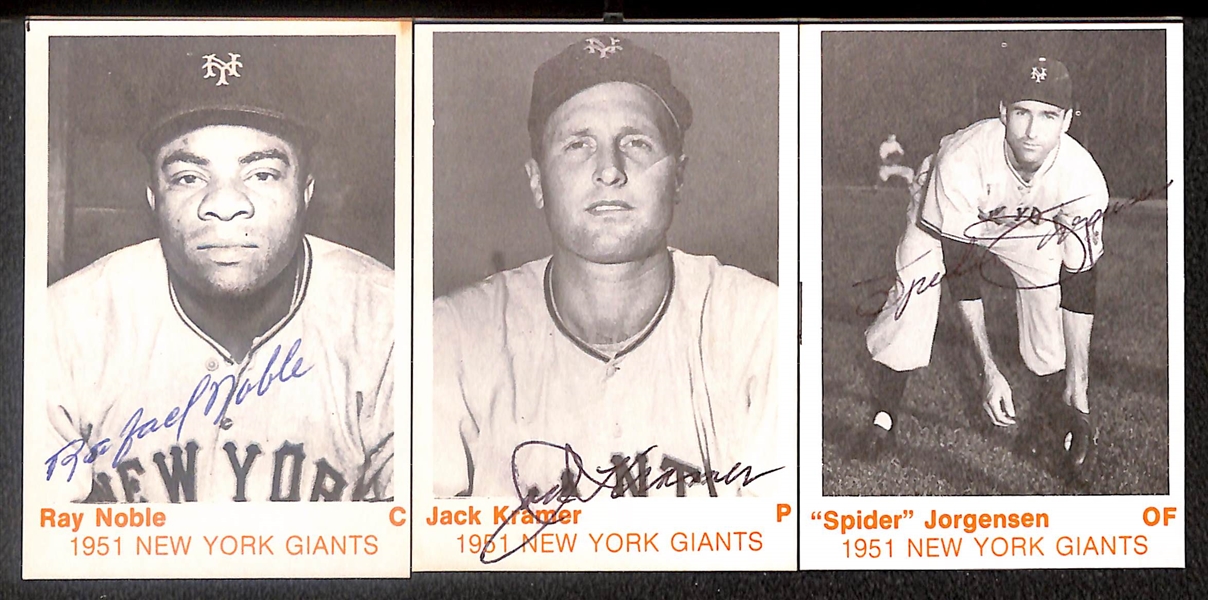 Lot of (21) Signed 1975 TCMA 1951 Giants Cards inc. Monte Irvin, Bobby Thompson, Wes Westrum, Al Dark, Davey Williams, + (Beckett BAS Reviewed)