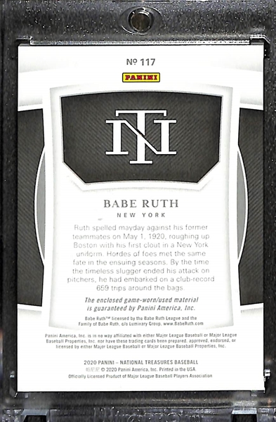 2020 National Treasures Babe Ruth Game Worn Jersey Patch (#/3)