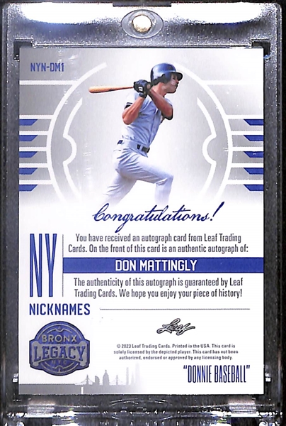 2023 Leaf Bronx Legacy Don Mattingly Autograph NY Nicknames One of One