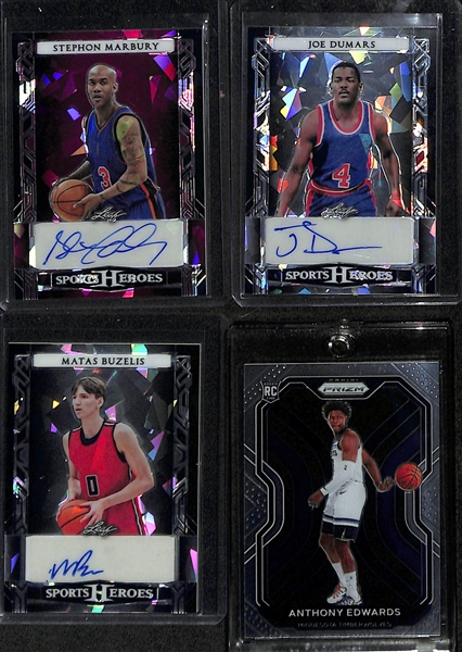  Lot of (12) Basketball Cards inc (4) Victor Wembanyama Rookies, Anthony Edward Prizm Rookie, Tony Parker Autograph (#/6), Julius Erving Jersey Patch (#/15), +