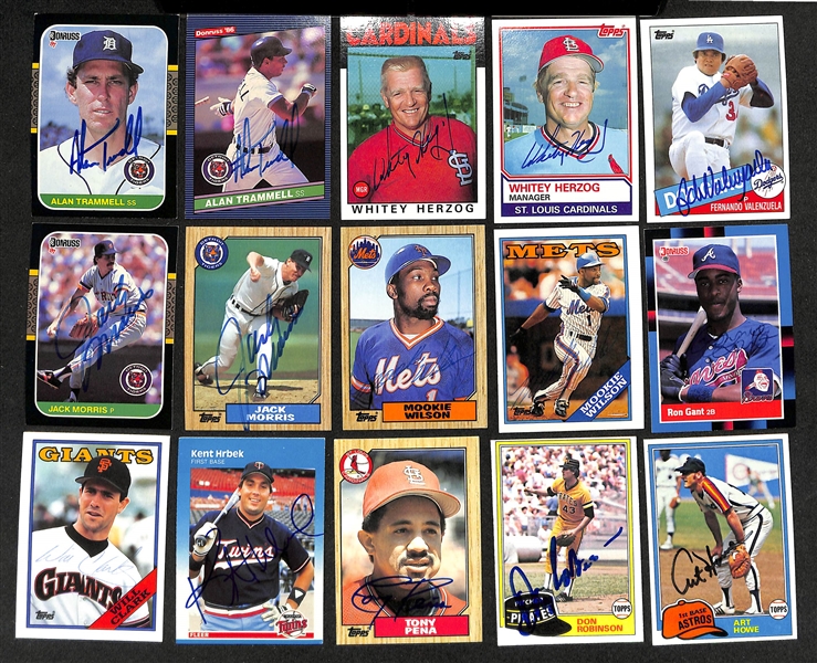 Lot of (700+) Signed Baseball Cards inc. (2) Alan Trammell, (2) Whitey Herzog, Fernando Valenzuela, (2) Jack Morris, + (Beckett BAS Reviewed)