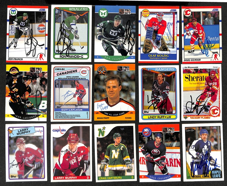 Lot of (400+) Signed Hockey Cards inc. Chris Chelios, Alex Delvecchio, Ed Belfour, Bryan Trottier, + (Beckett BAS Reviewed)