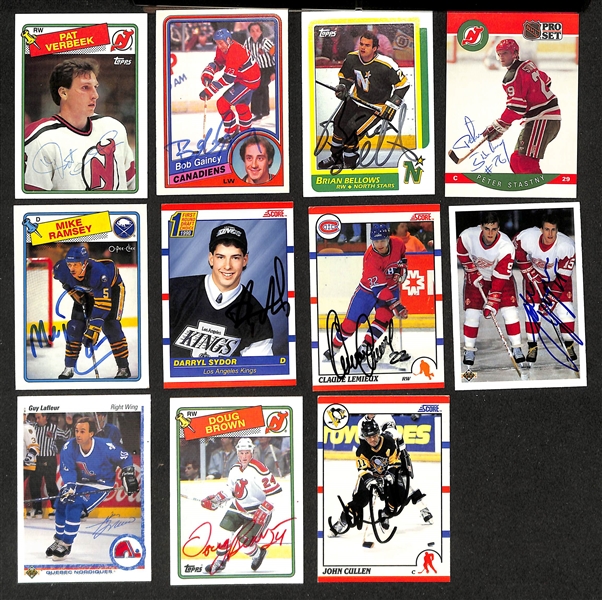 Lot of (400+) Signed Hockey Cards inc. Chris Chelios, Alex Delvecchio, Ed Belfour, Bryan Trottier, + (Beckett BAS Reviewed)