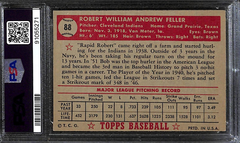 1952 Topps Bob Feller #88 PSA 5