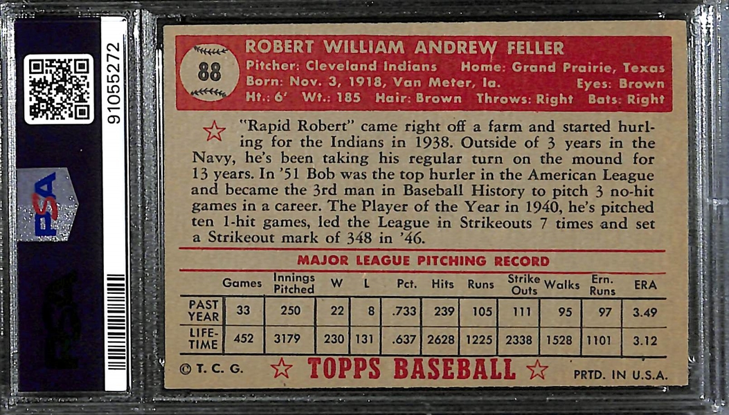 1952 Topps Bob Feller #88 PSA 6