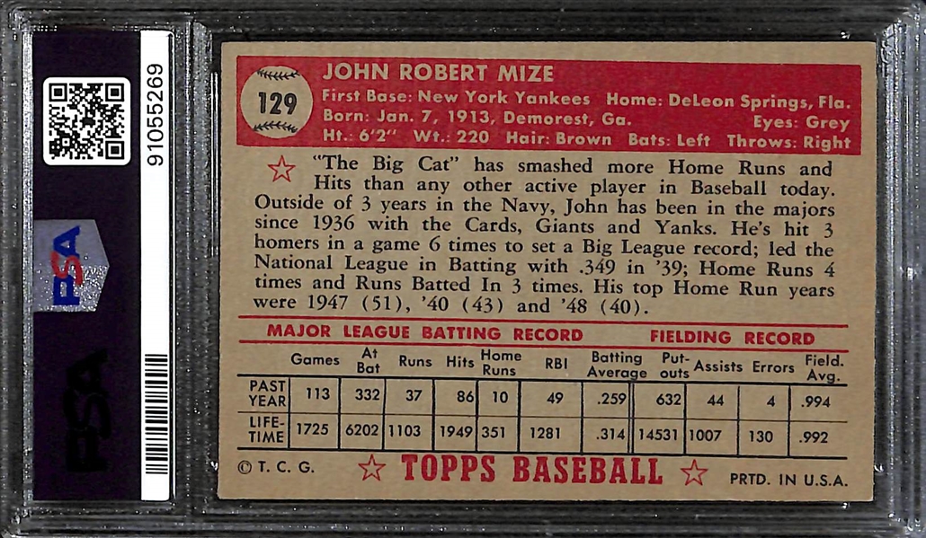 1952 Topps Johnny Mize #129 PSA 6