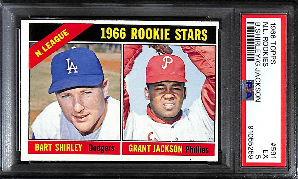 1966 Topps NL Rookies Bart Shirley/Grant Jackson #591 PSA 5 - High Number Short Print!