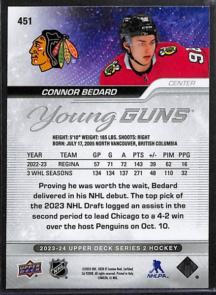 2023-24 Upper Deck Series 2 Connor Bedard Young Guns Rookie Card