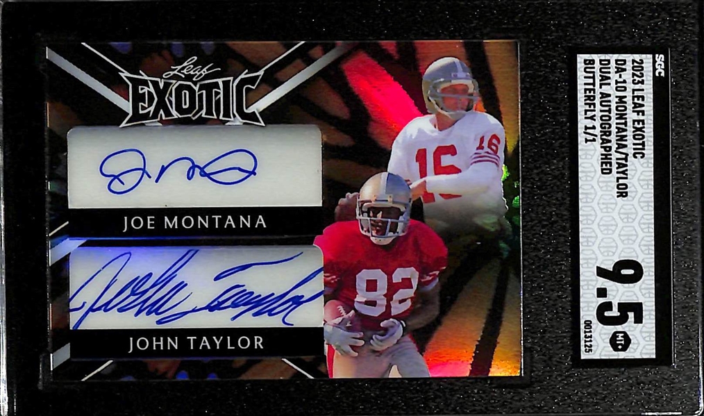 2023 Leaf Exotic Joe Montana/John Taylor Dual Autograph Butterfly 1/1 Graded SGC 9.5