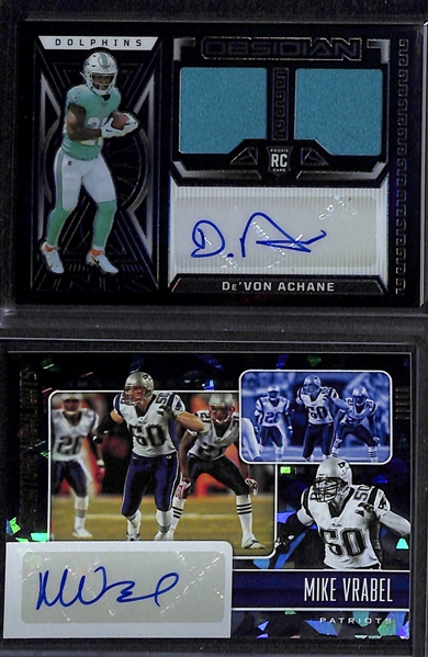 Lot of (10) Football Cards inc. 2023 Obsidian De'Von Achane Rookie Patch Autograph (#/149), 2023 Immaculate Deshaun Watson/CJ Stroud Dual Rookie Patch (#/49), +