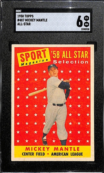 1959 Topps Mickey Mantle  All-Star #487 Graded SGC 6